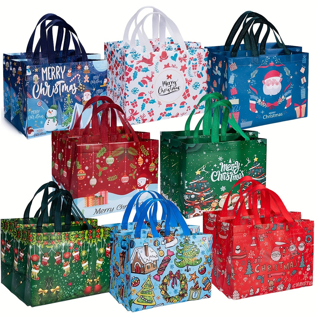 [Trending] Large Christmas Gift Bags with Handles - 8/16pcs, Reusable Non-Woven Holiday Tote Bags for Gifts, Party Favors & Decorations, Festive Red/Green/Blue, 32.51cm x 24.89cm x 17.02cm