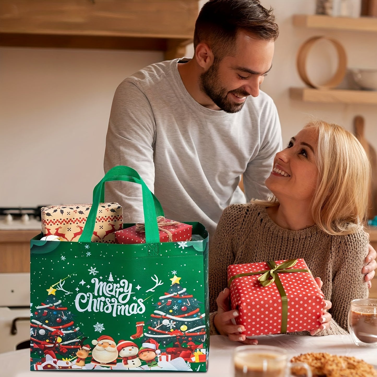 [Trending] Large Christmas Gift Bags with Handles - 8/16pcs, Reusable Non-Woven Holiday Tote Bags for Gifts, Party Favors & Decorations, Festive Red/Green/Blue, 32.51cm x 24.89cm x 17.02cm